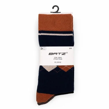 BATZ Men’s Argyle Socks – 2 Pairs (Dark Mix)
