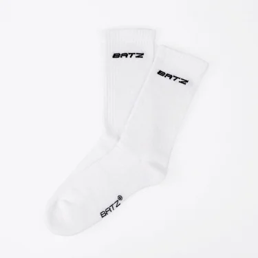 BATZ Unisex Terry Mid-Calf Socks – 2 Pairs (White/White)