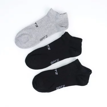 BATZ 3 páry Unisex (černá/černá/šedá) kotníkové ponožky