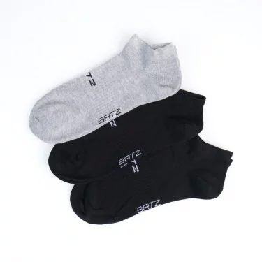 BATZ 3 páry Unisex (černá/černá/šedá) kotníkové ponožky