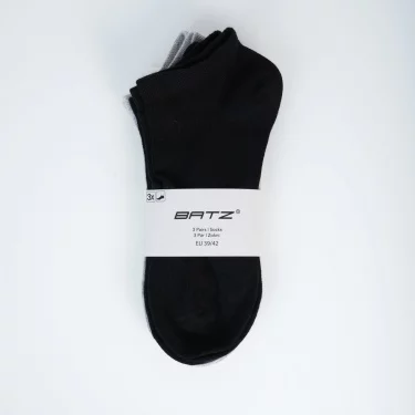 BATZ 3 páry Unisex (černá/černá/šedá) kotníkové ponožky